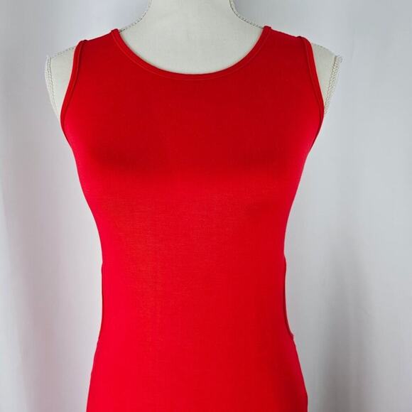 Red Side Cutout Sleeveless Jesey Midi Dress Women's Size L NWT - Picture 3 of 12